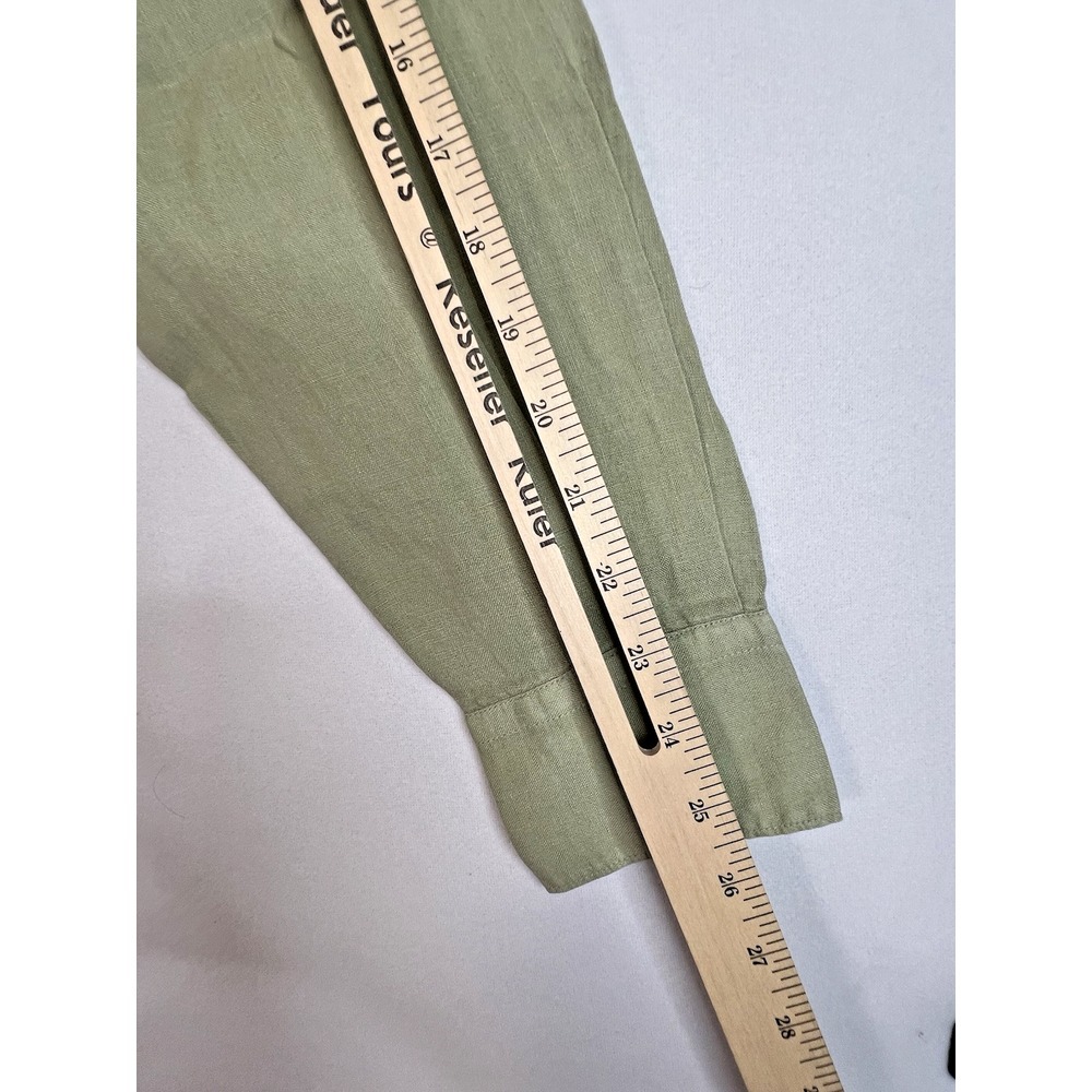 Manebi Men's Washed Linen LS Button-Up Panama Shirt Sage Size‎ XL Made In Italy - Picture 12 of 14